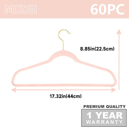 Blush Pink Velvet Hangers 60 Pack,Premium Gold Clothes Hangers Non-Slip Felt Hangers,Sturdy Pink Hangers Heavy Duty Coat Hangers,Durable Suit Hangers for Space Saving, No Hanger Marks