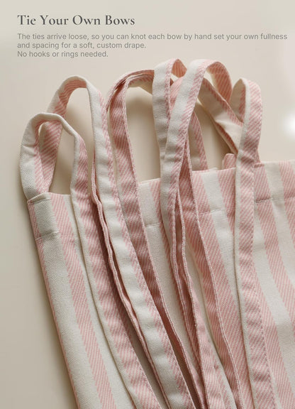 Pink Striped Shower Curtain Cotton Blend 72X72 Inches Machine Wash