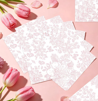 100 Pieces Pink Floral Napkins Disposable 2-Ply Pink and White Cocktail Napkins Flower Paper Napkins for Decoupage Baby Shower Wedding Tea Party Beverage Napkin