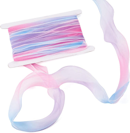 Elecrelive 10 Yards Rainbow Iridescent Chiffon Ribbons Pastel Sheer Ribbon