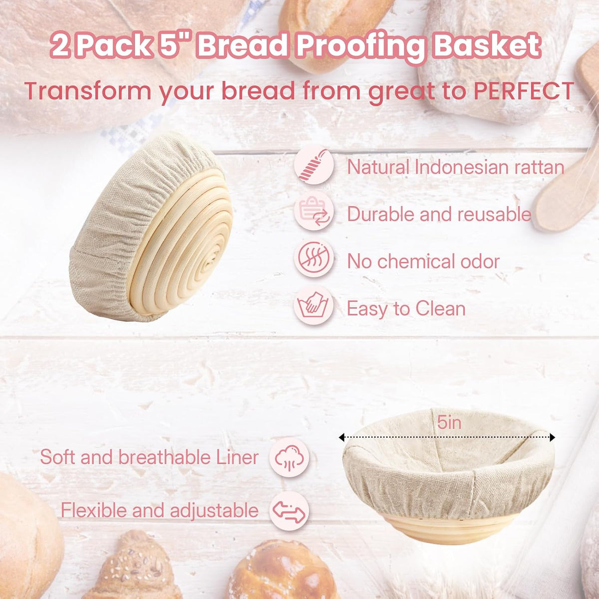 Mini Double Dutch Oven with Lid for Sourdough Bread Baking (Pink)