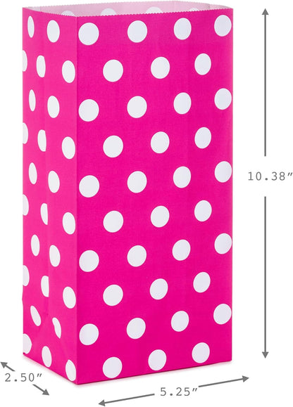 Pink Party Favor and Wrapped Treat Bags, Assorted Designs (30 Ct., 10 Each of Chevron, White Dots, Solid) for Valentines Day, Baby Showers, Bridal Showers, Birthdays, Care Packages, May Day