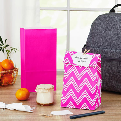 Pink Party Favor and Wrapped Treat Bags, Assorted Designs (30 Ct., 10 Each of Chevron, White Dots, Solid) for Valentines Day, Baby Showers, Bridal Showers, Birthdays, Care Packages, May Day