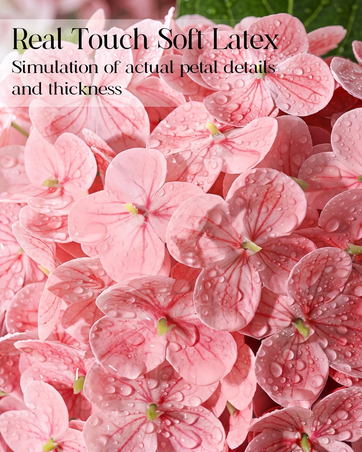 Hydrangea Artificial Flowers with Vase, Real Touch Latex, Pink