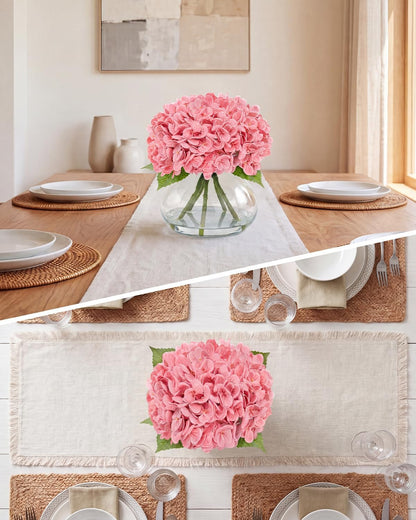 Hydrangea Artificial Flowers with Vase, Real Touch Latex, Pink