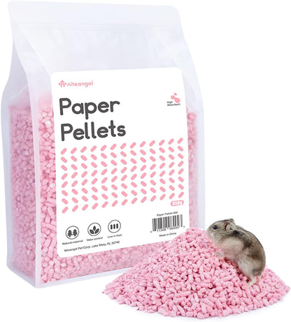 Hamster Paper Pellets Bedding 1.8LB / 850g Small Aninam Bedding for Syrian Dwarf Hamsters Gerbils Mice Mouse Lemming Degus or Other Small-Sized Pets (Pink)