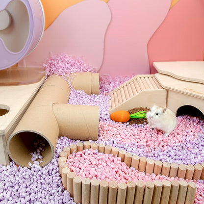 Hamster Paper Pellets Bedding 1.8LB / 850g Small Aninam Bedding for Syrian Dwarf Hamsters Gerbils Mice Mouse Lemming Degus or Other Small-Sized Pets (Pink)