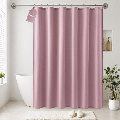Blush Pink Linen Fabric Shower Curtains for Bathroom, 72x72