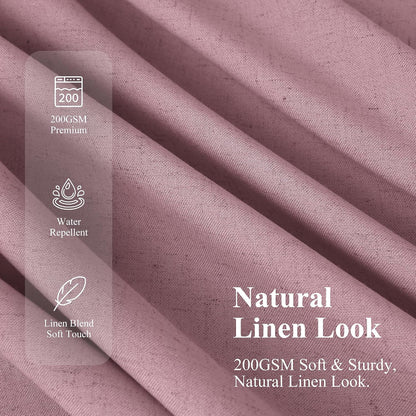 Blush Pink Linen Fabric Shower Curtains for Bathroom, 72x72
