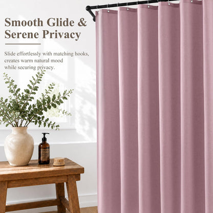 Blush Pink Linen Fabric Shower Curtains for Bathroom, 72x72