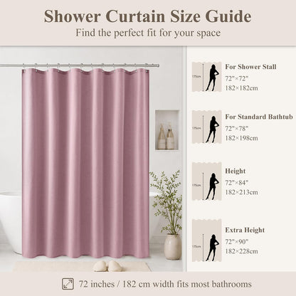 Blush Pink Linen Fabric Shower Curtains for Bathroom, 72x72