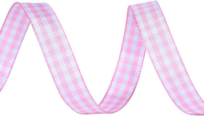 Light Pink and White Gingham Ribbon, 3/8 Inch Continuous 10 Yards