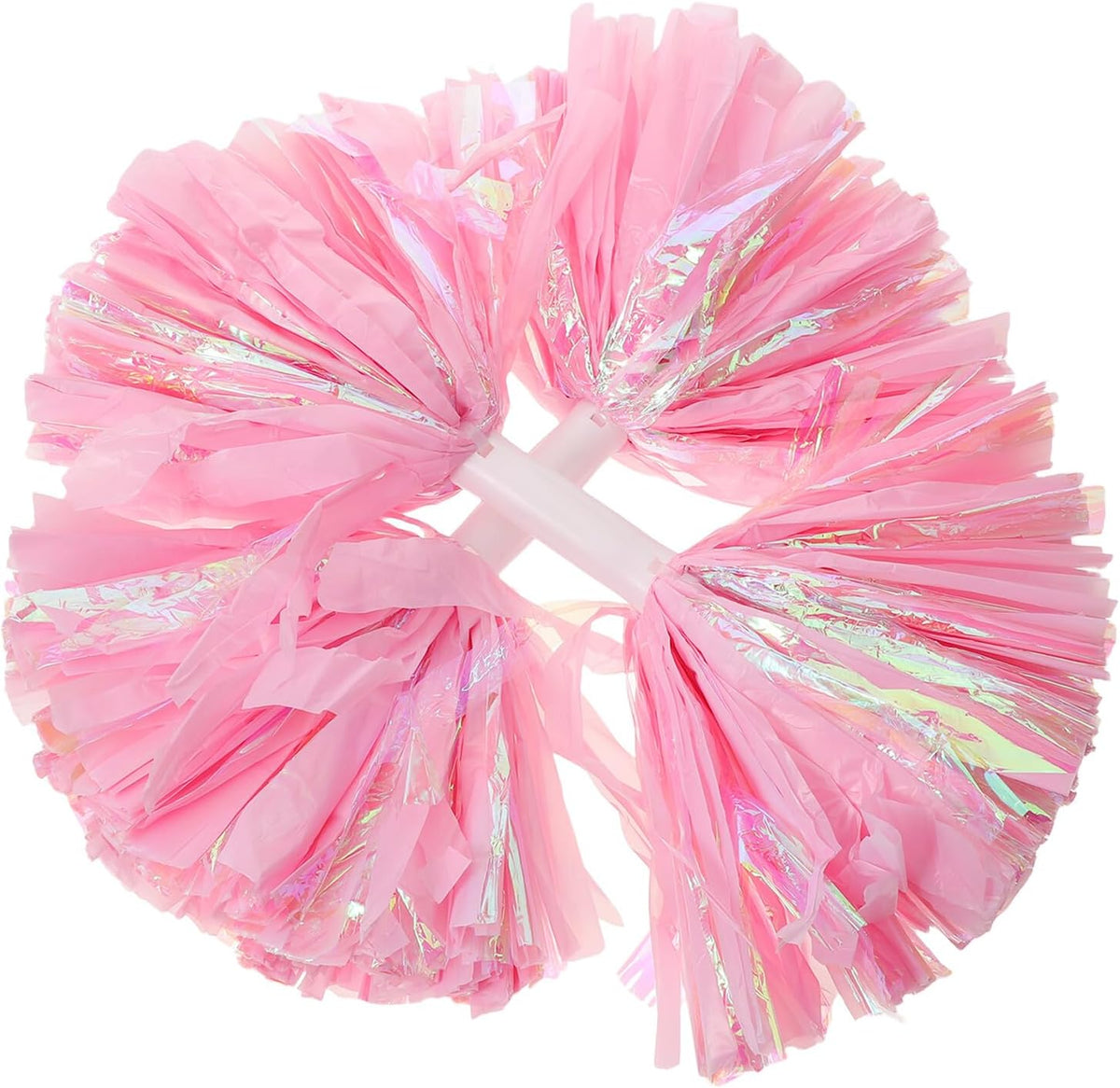 2pcs Cheerleading Pom Poms with Handle 6-inch Rainbow Matte Pink Cheer Flowers for School Sports Team Competitions and Dance Performance Accessories