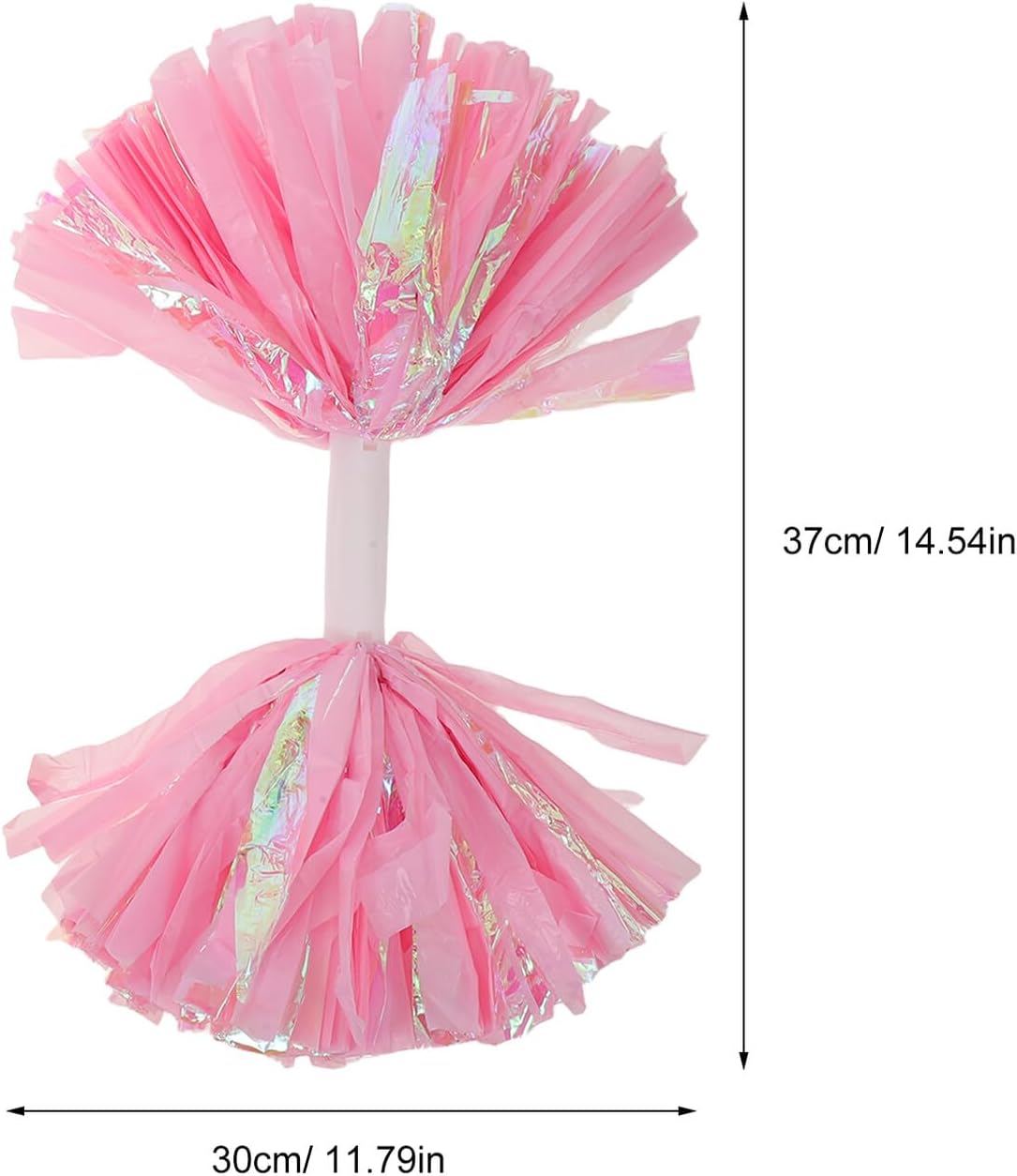 2pcs Cheerleading Pom Poms with Handle 6-inch Rainbow Matte Pink Cheer Flowers for School Sports Team Competitions and Dance Performance Accessories