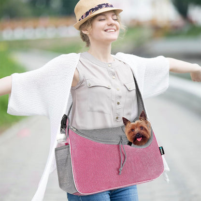 Dog Sling Carrier for Small Dogs, Hands Free Crossbody Carrier, Pink