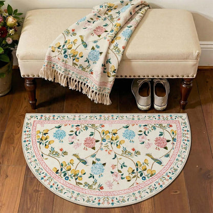 2x3 Half Circle Entryway Rug Washable Indoor Door Mat, Beige/Pink
