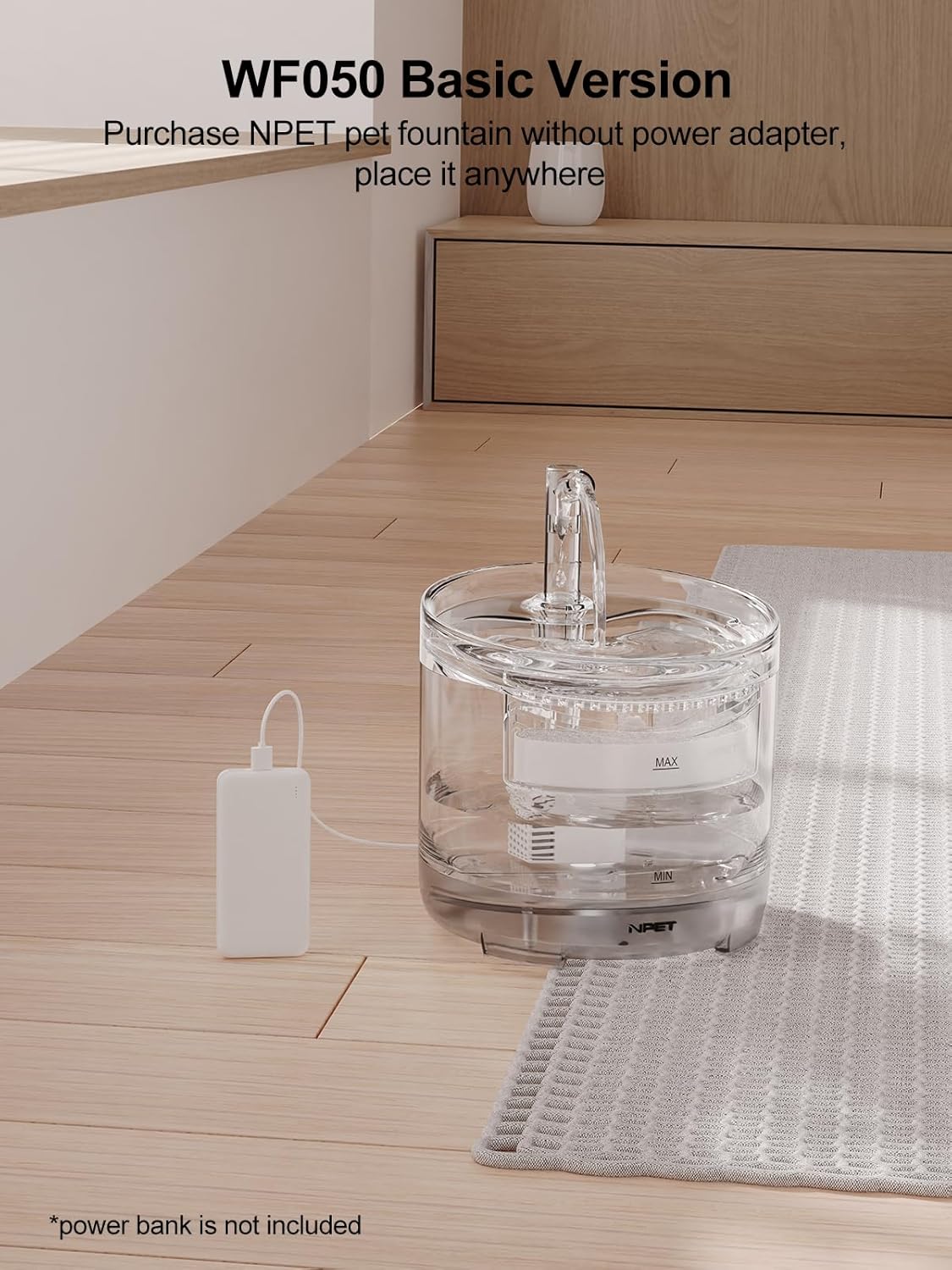 NPET Cat Water Fountain WF050TP 1.5L Automatic Pet Drinking Fountain with Replacement Faucet Kit - 4 Replacement Filters (No Adapter)