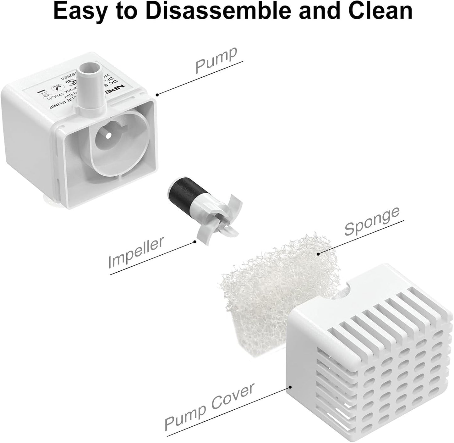 NPET Cat Water Fountain WF050TP 1.5L Automatic Pet Drinking Fountain with Replacement Faucet Kit - 4 Replacement Filters (No Adapter)