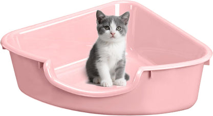 Corner Litter Box, Low Entry Kitten Litter Box for Small Cats & Guinea Pig