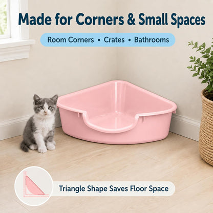Corner Litter Box, Low Entry Kitten Litter Box for Small Cats & Guinea Pig