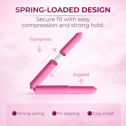 Toilet Paper Roller Holder (7 Inch) Pink - Plastic (Spring Loaded) Replacement Spindle Rod - Roll Extender fits Extra Large Bathroom Tissue Rolls