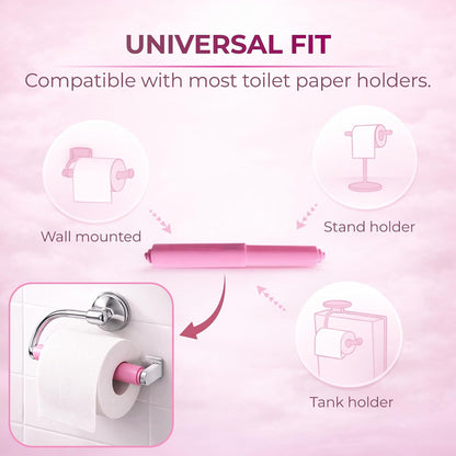 Toilet Paper Roller Holder (7 Inch) Pink - Plastic (Spring Loaded) Replacement Spindle Rod - Roll Extender fits Extra Large Bathroom Tissue Rolls