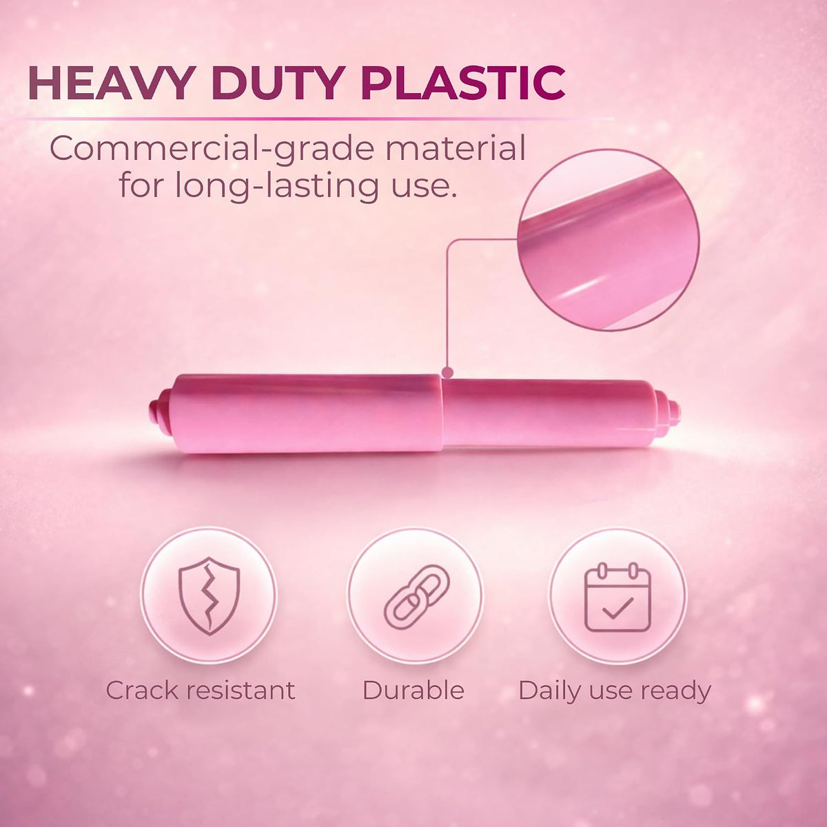 Toilet Paper Roller Holder (7 Inch) Pink - Plastic (Spring Loaded) Replacement Spindle Rod - Roll Extender fits Extra Large Bathroom Tissue Rolls
