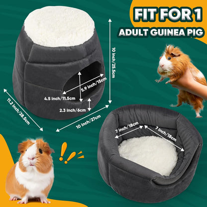 Guinea Pig Hideout - 2 in 1 Foldable Guinea Pig Bed with Pure White Soft Top, Large Entrance for 1 Adult Small Pet, Ideal Bed for Small Pets, Dark Gray