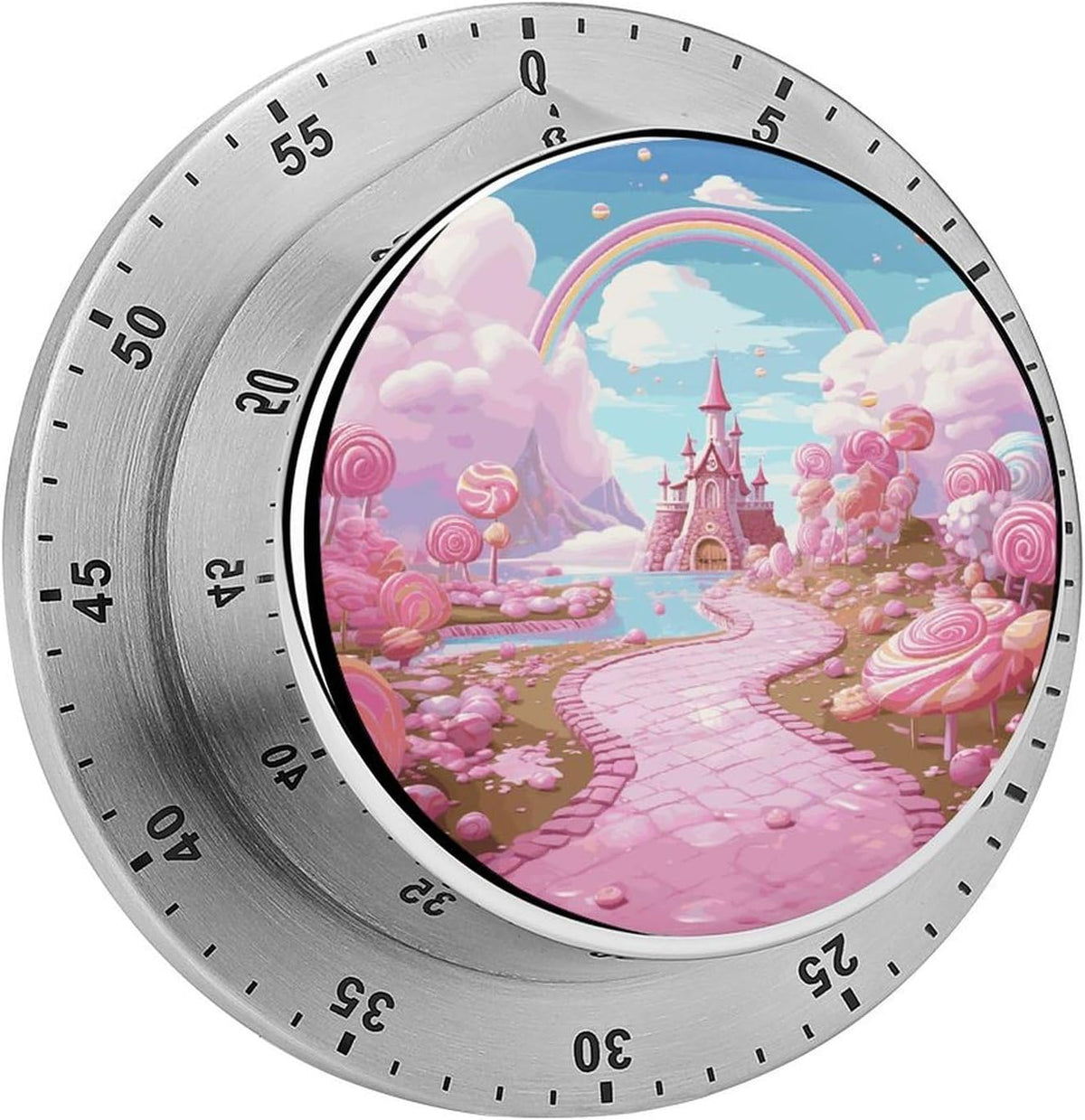Pink Candy Land Stainless Steel Timer, Kitchen Timer with Magnetic Base, Countdown Timers for Gym, Office, Cooking, Baking, Jogging