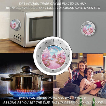 Pink Candy Land Stainless Steel Timer, Kitchen Timer with Magnetic Base, Countdown Timers for Gym, Office, Cooking, Baking, Jogging