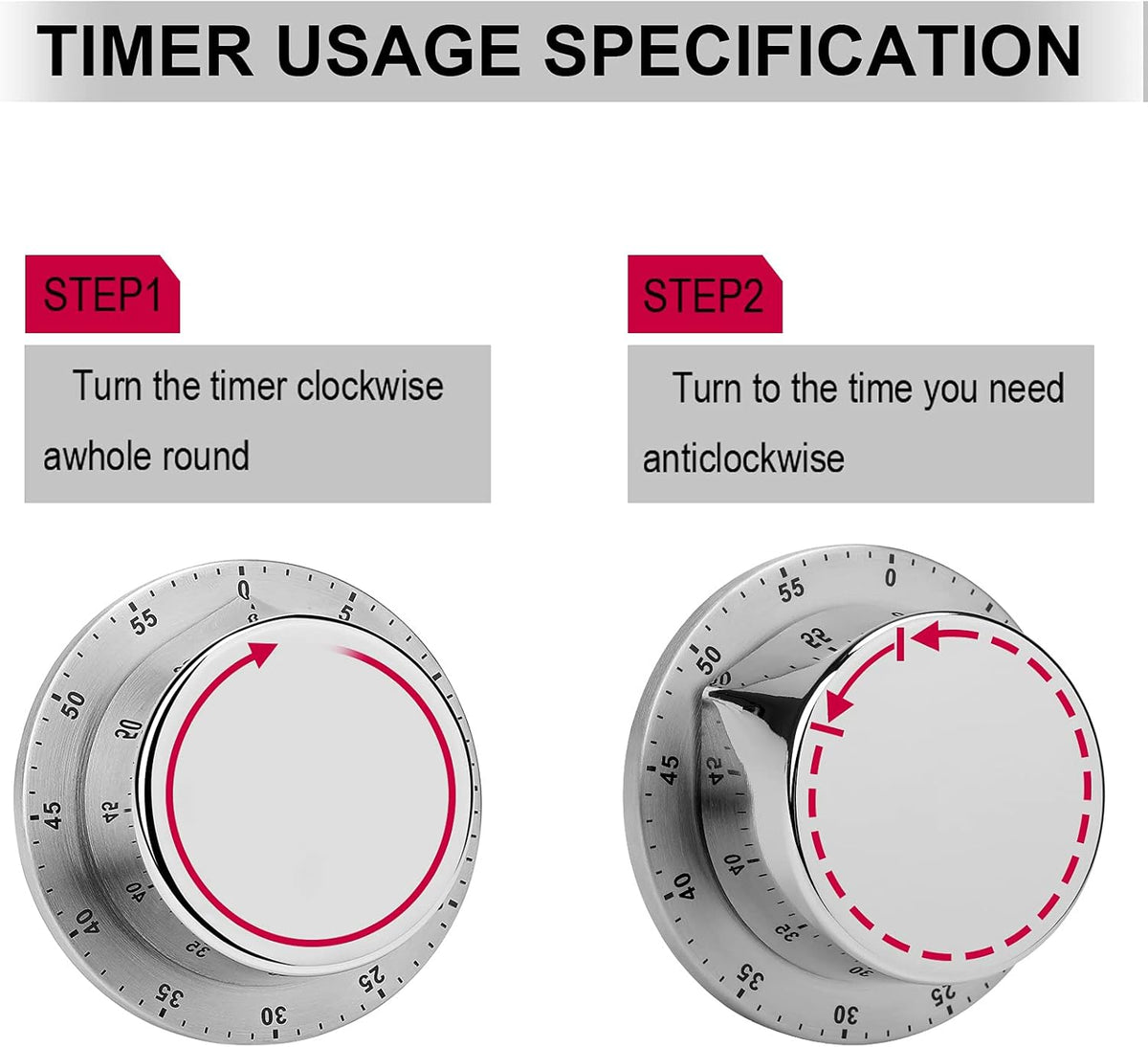 Pink Candy Land Stainless Steel Timer, Kitchen Timer with Magnetic Base, Countdown Timers for Gym, Office, Cooking, Baking, Jogging