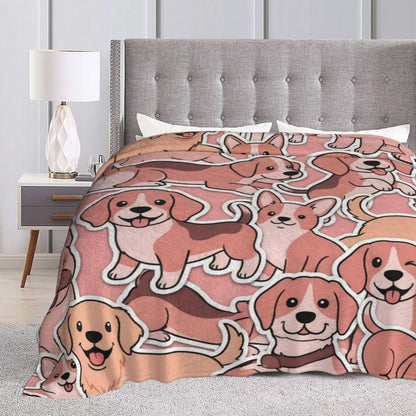 Cute Dogs Pink Throw Blanket Ultra Soft Warm Lightweight All Season Puppy Pet Animals Fleece Blanket for Bed Sofa Camping Travel Home Decor Cozy Gift, 40"X30"