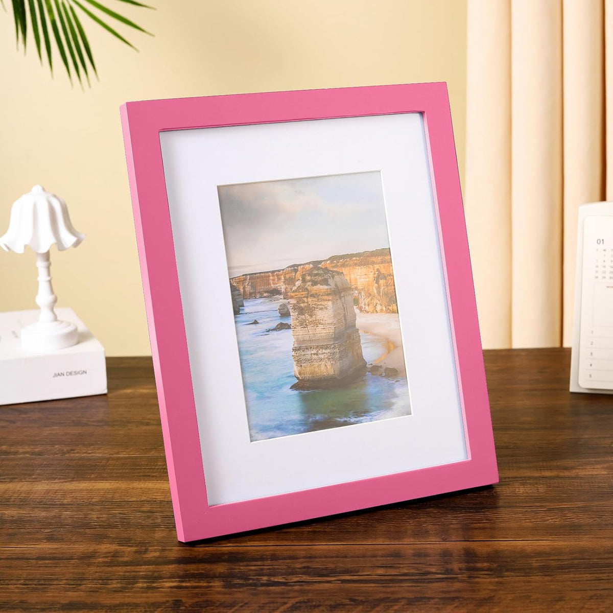 8x10 Picture Frame Made of Solid Wood Photo Frame Display Pictures 5x7 with Mat or 8x10 Without Mat Colorful Frame For Table top Display or Wall, Pink, 1 Pack
