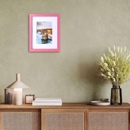 8x10 Picture Frame Made of Solid Wood Photo Frame Display Pictures 5x7 with Mat or 8x10 Without Mat Colorful Frame For Table top Display or Wall, Pink, 1 Pack
