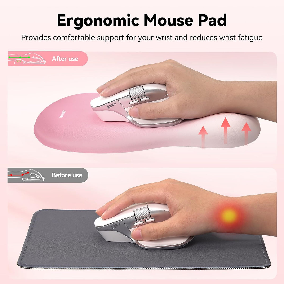 Ergonomic Mouse Pad with Wrist Rest, Smooth Surface & Non-Slip Base