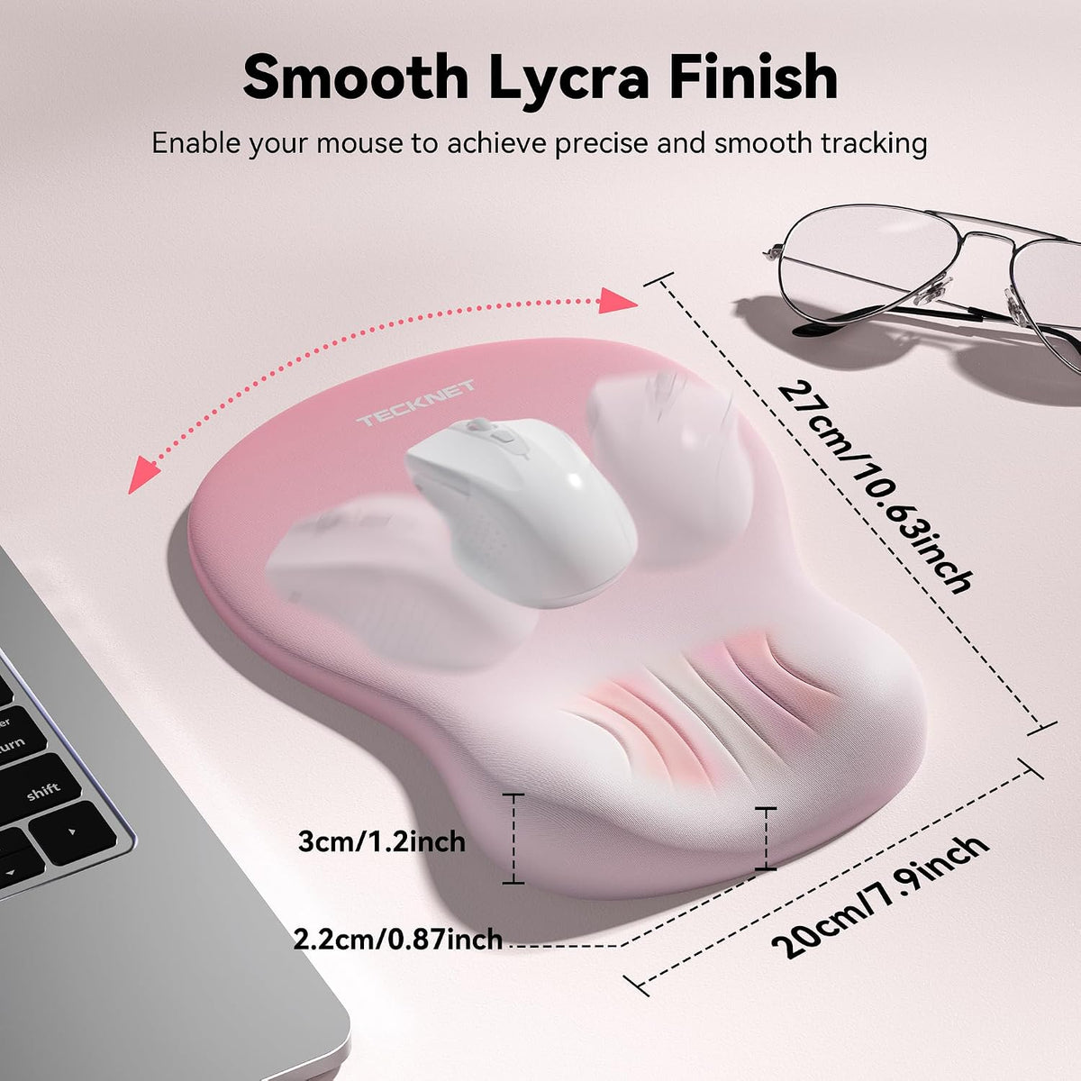 Ergonomic Mouse Pad with Wrist Rest, Smooth Surface & Non-Slip Base