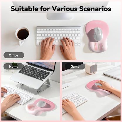 Ergonomic Mouse Pad with Wrist Rest, Smooth Surface & Non-Slip Base