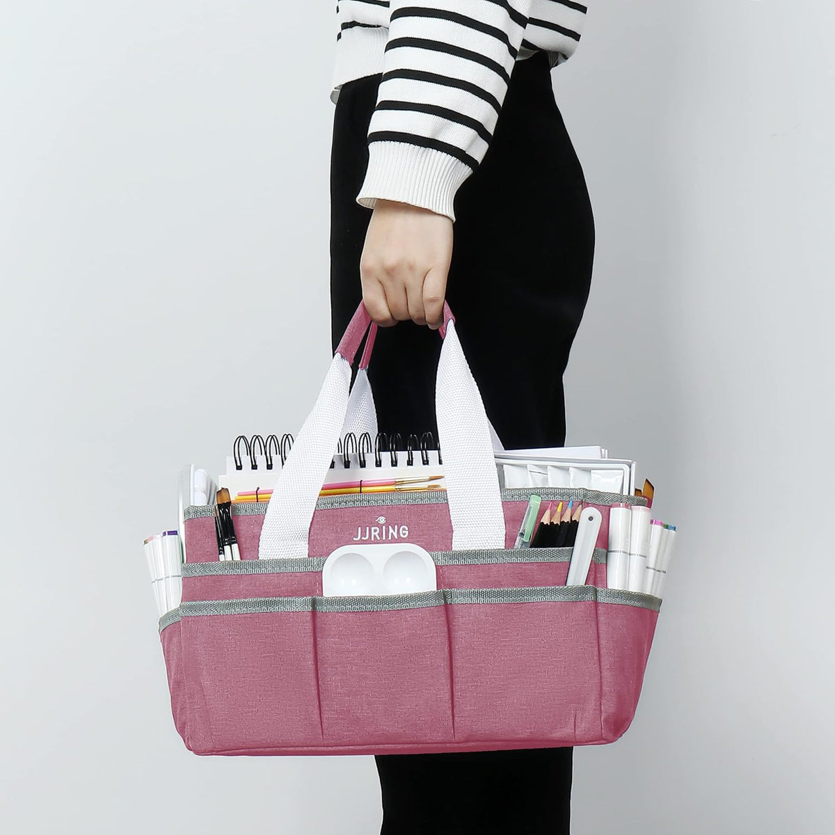 Craft Organizer Tote Bag Art Storage Caddy Pink