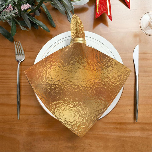 Gold Ripple 20x20 Inch Cloth Napkins Set of 4, Satin Peach Skin Polyester Dinner Napkins, Washable Reusable Table Napkins with Hemmed Edges for Wedding Party Restaurant Everyday Use