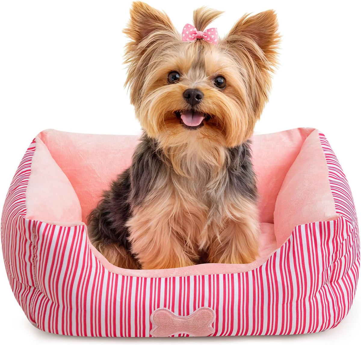 TC Fabric Plush Small Dog Cat Bed Self-Warming Pet Bed, Pink