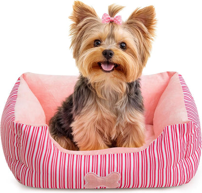 TC Fabric Plush Small Dog Cat Bed Self-Warming Pet Bed, Pink