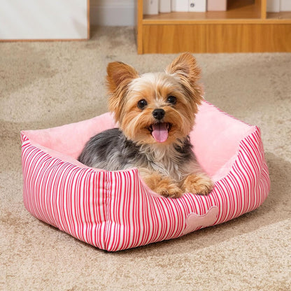 TC Fabric Plush Small Dog Cat Bed Self-Warming Pet Bed, Pink