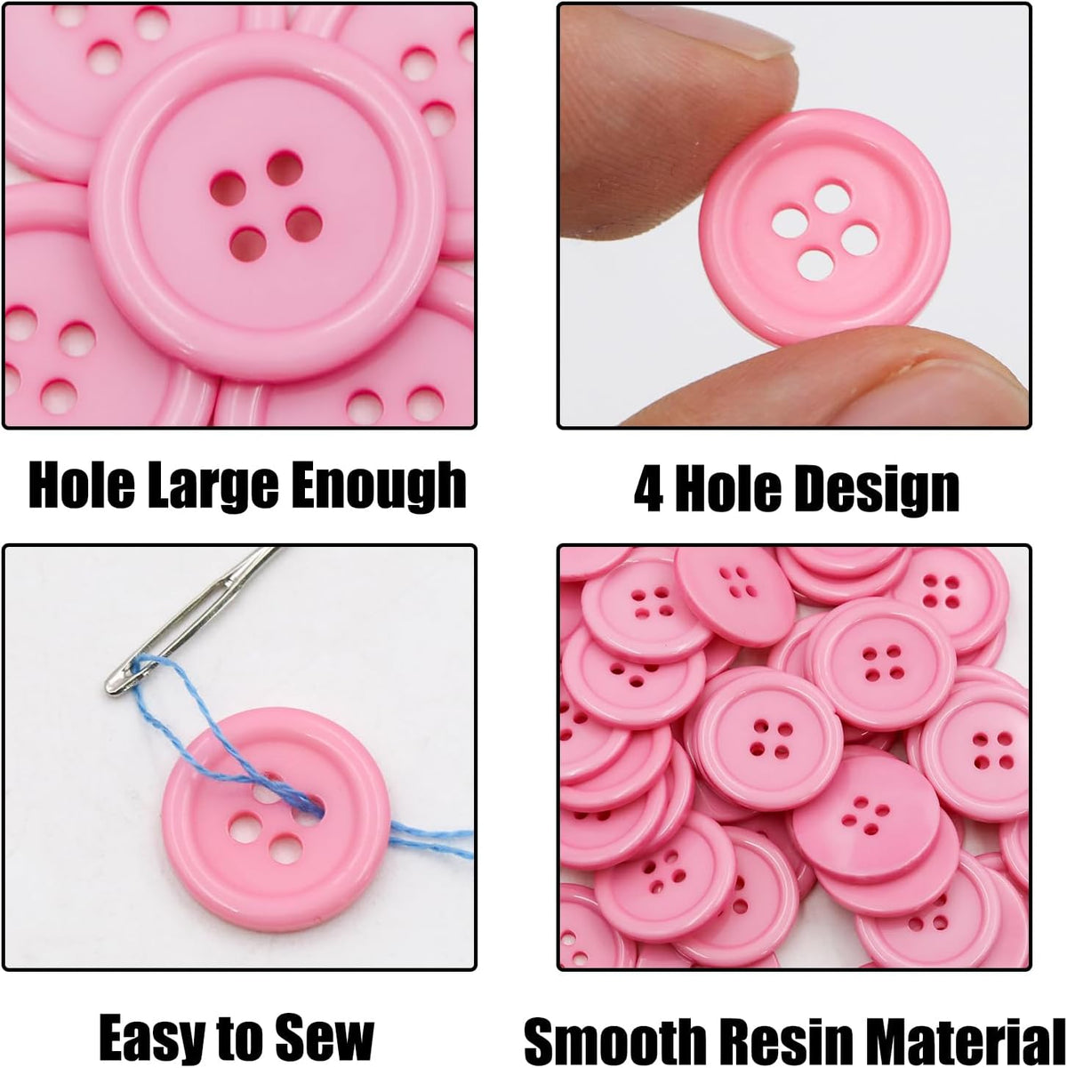 120PCS 5/8 Inch Pink Buttons for Crafts,Sewing Buttons for Clothes
