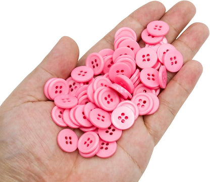 120PCS 5/8 Inch Pink Buttons for Crafts,Sewing Buttons for Clothes