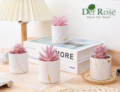 4 Pack Fake Plants for Pink Decor Office Accessories for Women