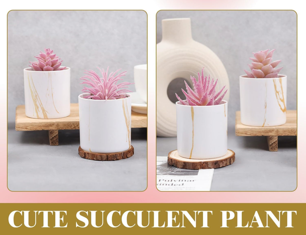 4 Pack Fake Plants for Pink Decor Office Accessories for Women