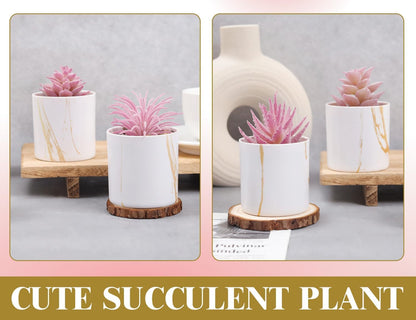 4 Pack Fake Plants for Pink Decor Office Accessories for Women