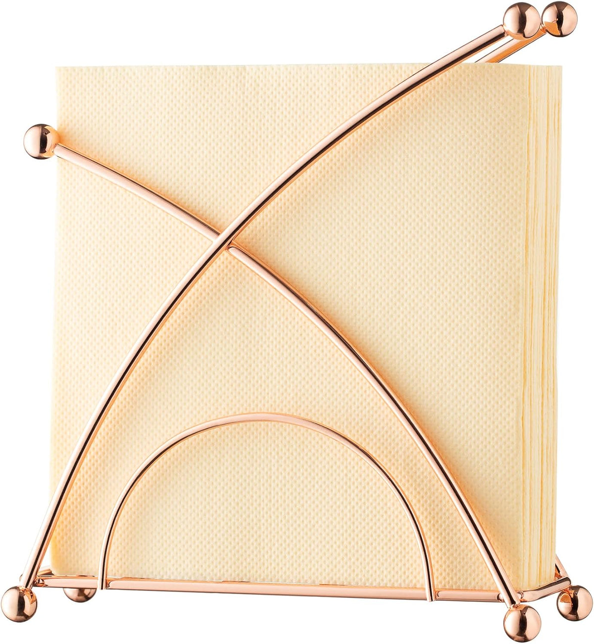 Stainless steel napkin holder, weighted napkin dispenser, countertop napkin organizer, paper napkins holder, kitchen essentials, no-flip napkin stand, Rose Gold