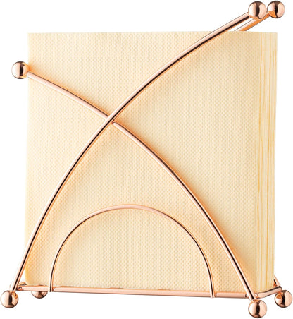 Stainless steel napkin holder, weighted napkin dispenser, countertop napkin organizer, paper napkins holder, kitchen essentials, no-flip napkin stand, Rose Gold