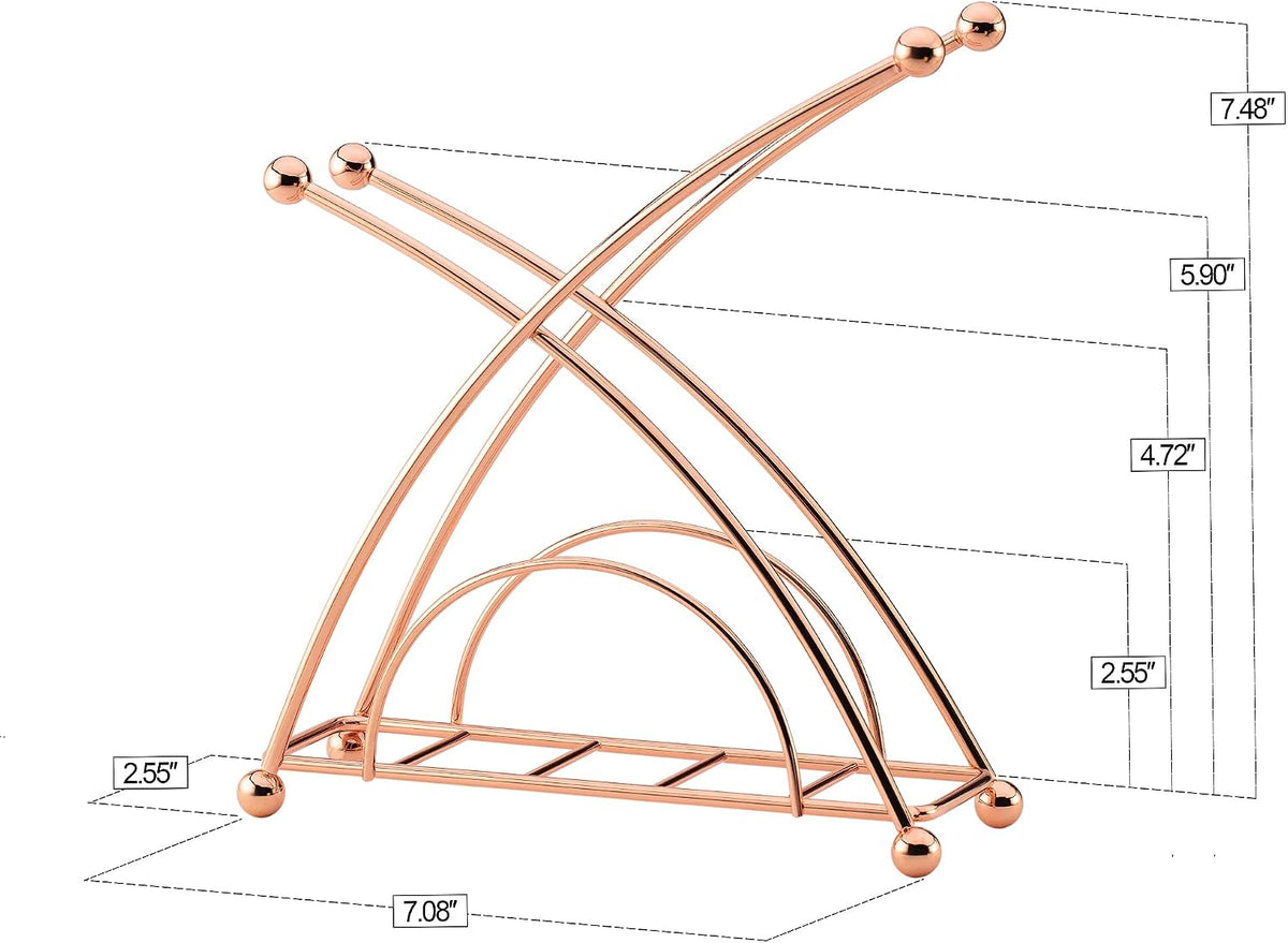 Stainless steel napkin holder, weighted napkin dispenser, countertop napkin organizer, paper napkins holder, kitchen essentials, no-flip napkin stand, Rose Gold